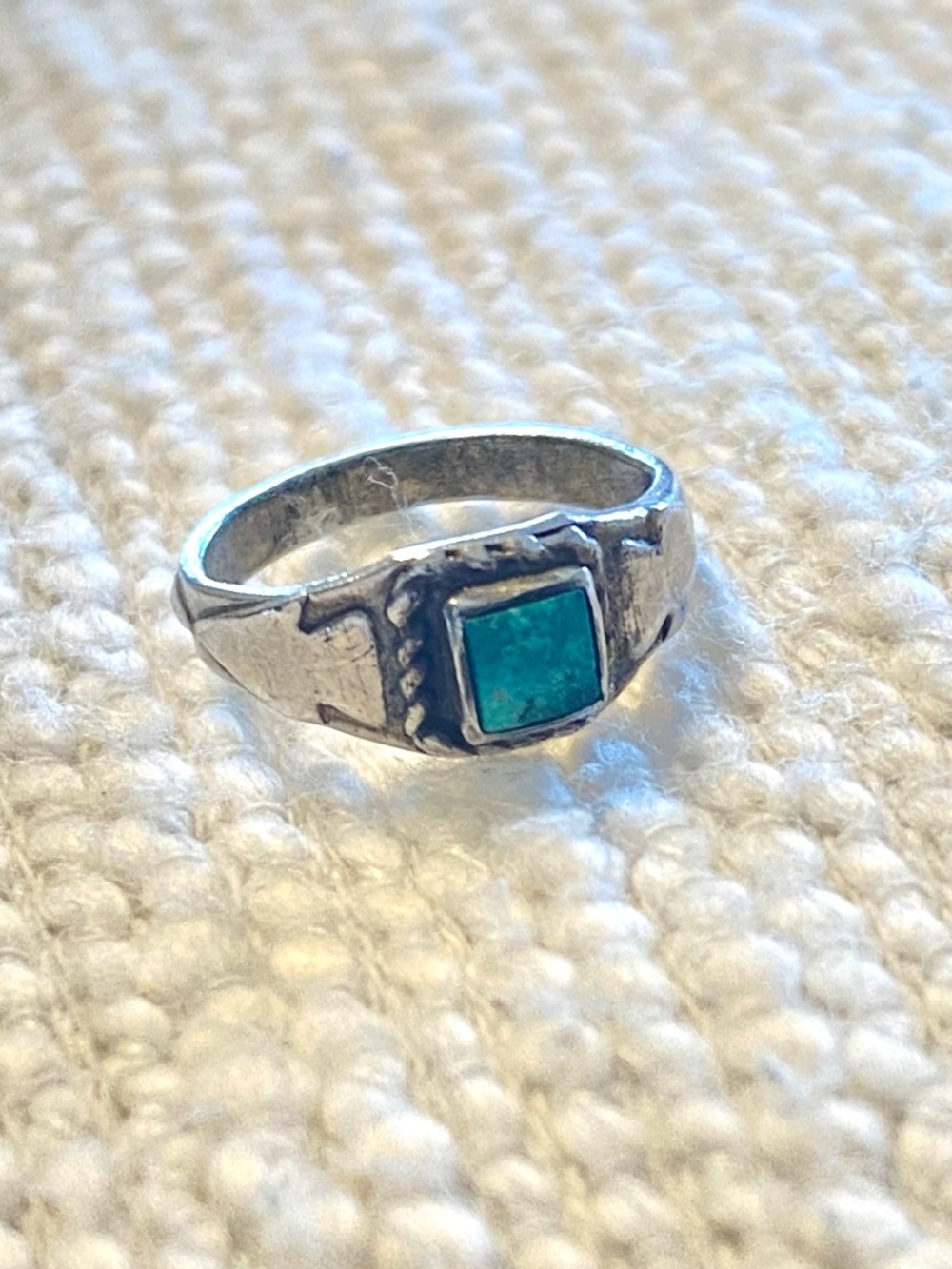 Fred Harvey Era Infant No mark Old Sterling Silver Vintage Square Southwest Ring